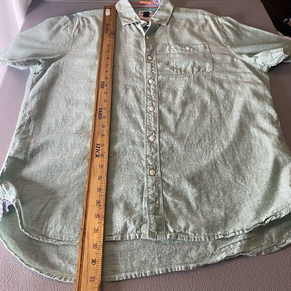 American Republic Shirt Mens L 100% Cotton Short Sleeve Button Down Light Green - Picture 6 of 6